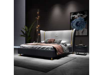Luxus Bett aus Holz, Polsterbett, Schlofkummer 180x200cm Duebelbett Hotel Nei